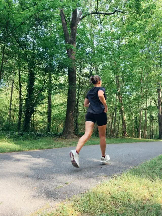 Woman running on a trail